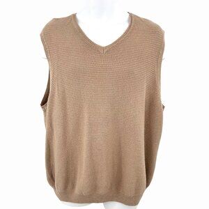ARROW BEIGE KNIT V-NECK MEN'S SWEATER VEST - L